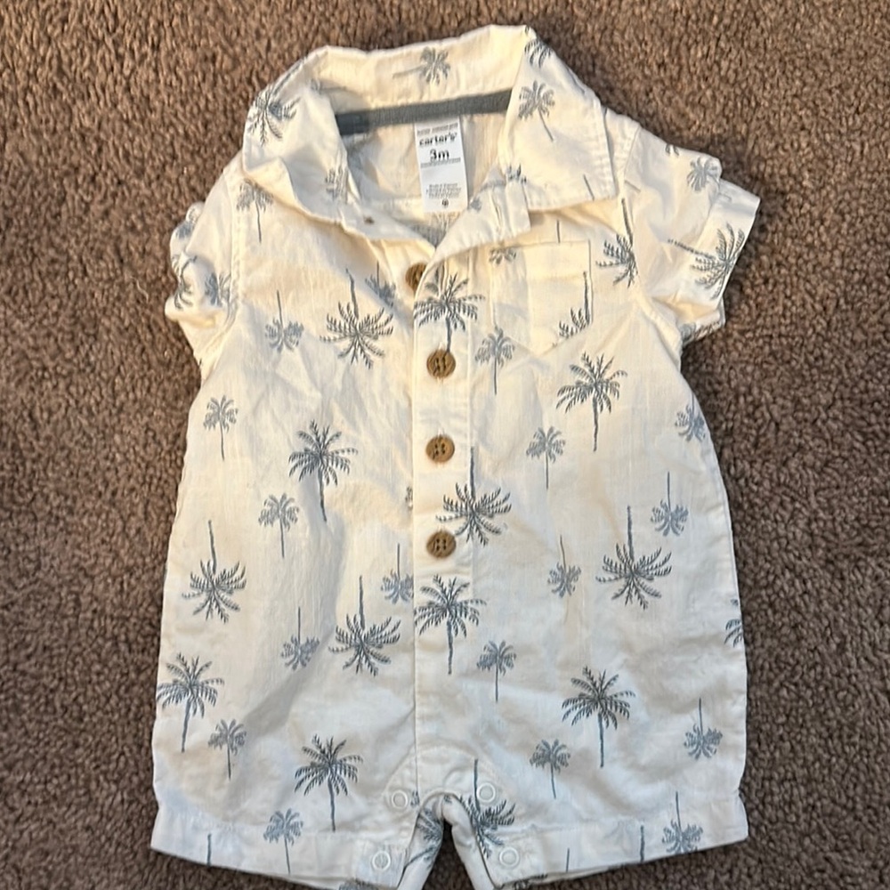 Carter's Cream Palm Print Baby Romper